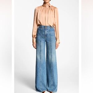 Ulla Johnson Blue High-Rise Wide-Leg Jeans